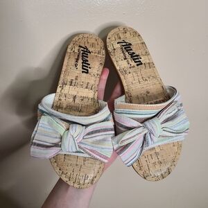 Austin Striped Bow Sandals